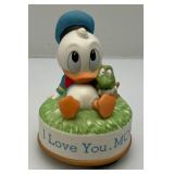 Vintage Miniature Porcelain I Love You Mom Baby Donald Duck Music Box