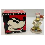 Vintage Daisy Duck Bisque Figurine At The Beach Listening To Sea Shells  "By The Sea" 4"