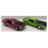 Vintage ERTL 1/18 Scale Die Cast 1970 Challenger T/A 340 Six Pack Purple & 1970 Cuda