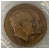 Vintage 1973 President Richard Nixon & Vice President Spiro Agnew 2nd Term 2.75 Inch Bronze Medallion In Original Bag & 3 Inch Kenndy Half Dollar Medallion