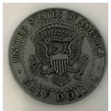 Vintage 1973 President Richard Nixon & Vice President Spiro Agnew 2nd Term 2.75 Inch Bronze Medallion In Original Bag & 3 Inch Kenndy Half Dollar Medallion