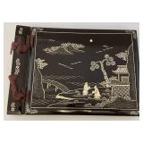 Old Antique Asain Hard Covered Photo Album Stunning Design 9" x 13"