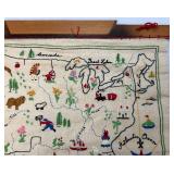 1938 Hand Embroidered United States Map 14" x 17 1/2"