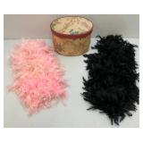 Vintage Jewelry/Hat Box With Feather Boas