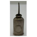 Antique Circa 1910 Nickel Plated Brass Miniature Oil Can For Pinpoint Application 3 1/8" Tall