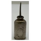 Antique Circa 1910 Nickel Plated Brass Miniature Oil Can For Pinpoint Application 3 1/8" Tall