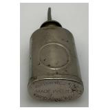 Antique Circa 1910 Nickel Plated Brass Miniature Oil Can For Pinpoint Application 3 1/8" Tall