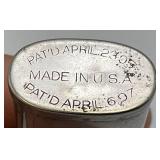 Antique Circa 1910 Nickel Plated Brass Miniature Oil Can For Pinpoint Application 3 1/8" Tall