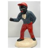 Vintage Cement Lawn Ornament Man With Fishing Pole 26" Tall