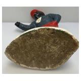 Vintage Cement Lawn Ornament Man With Fishing Pole 26" Tall