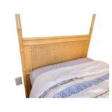 Charming Pair of Yellow Painted Gabberts Faux Bamboo Twin Beds, Includes bedding