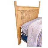 Charming Pair of Yellow Painted Gabberts Faux Bamboo Twin Beds, Includes bedding