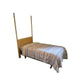 Charming Pair of Yellow Painted Gabberts Faux Bamboo Twin Beds, Includes bedding