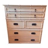 Vintage Yellow Bamboo-Style Gabberts Dresser with Brass Pulls