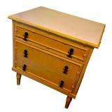 Vintage Yellow Wooden Three-Drawer Gabberts Chest with Bamboo Detailing