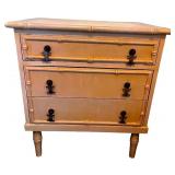 Vintage Yellow Wooden Three-Drawer Gabberts Chest with Bamboo Detailing