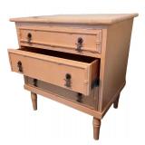 Vintage Yellow Wooden Three-Drawer Gabberts Chest with Bamboo Detailing