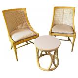Set of 2 Gabberts Wicker Chairs with Cushions & Matching Round Side Table