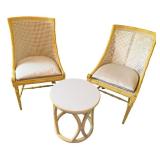 Set of 2 Gabberts Wicker Chairs with Cushions & Matching Round Side Table