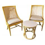 Set of 2 Gabberts Wicker Chairs with Cushions & Matching Round Side Table