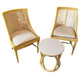 Set of 2 Gabberts Wicker Chairs with Cushions & Matching Round Side Table