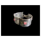 Sterling Silver Bracelet with Pink Stone Accents