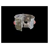 Sterling Silver Bracelet with Pink Stone Accents