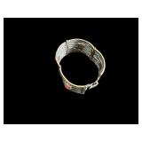 Sterling Silver Bracelet with Pink Stone Accents