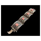 Sterling Silver Bracelet with Pink Stone Accents