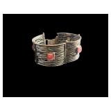 Sterling Silver Bracelet with Pink Stone Accents