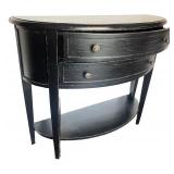Black Demilune Console Table with Two Drawers