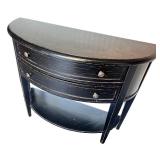 Black Demilune Console Table with Two Drawers