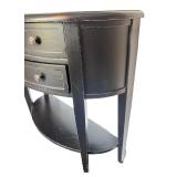 Black Demilune Console Table with Two Drawers