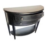 Black Demilune Console Table with Two Drawers