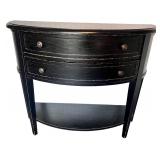 Black Demilune Console Table with Two Drawers