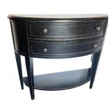 Black Demilune Console Table with Two Drawers