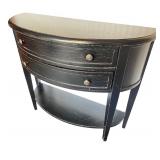 Black Demilune Console Table with Two Drawers