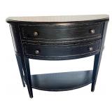 Black Demilune Console Table with Two Drawers