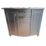 Black-Finished Wooden Storage Cabinet with Drawers & Doors