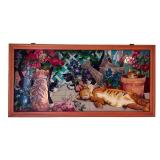 Joan Baker Stained Glass Artwork with Cats & Flowers