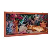 Joan Baker Stained Glass Artwork with Cats & Flowers