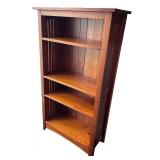 Solid Wood 4-Shelf Bookshelf with Rich Mahogany Finish