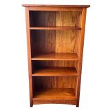 Solid Wood 4-Shelf Bookshelf with Rich Mahogany Finish