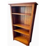 Solid Wood 4-Shelf Bookshelf with Rich Mahogany Finish