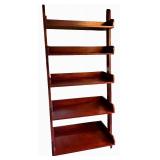 5-Tier Wooden Ladder Bookcase with Mahogany Finish