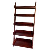5-Tier Wooden Ladder Bookcase with Mahogany Finish