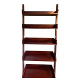 5-Tier Wooden Ladder Bookcase with Mahogany Finish