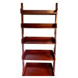 5-Tier Wooden Ladder Bookcase with Mahogany Finish