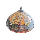 Stained Glass Dragonfly Table Lamp with Metal Base