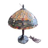 Stained Glass Dragonfly Table Lamp with Metal Base